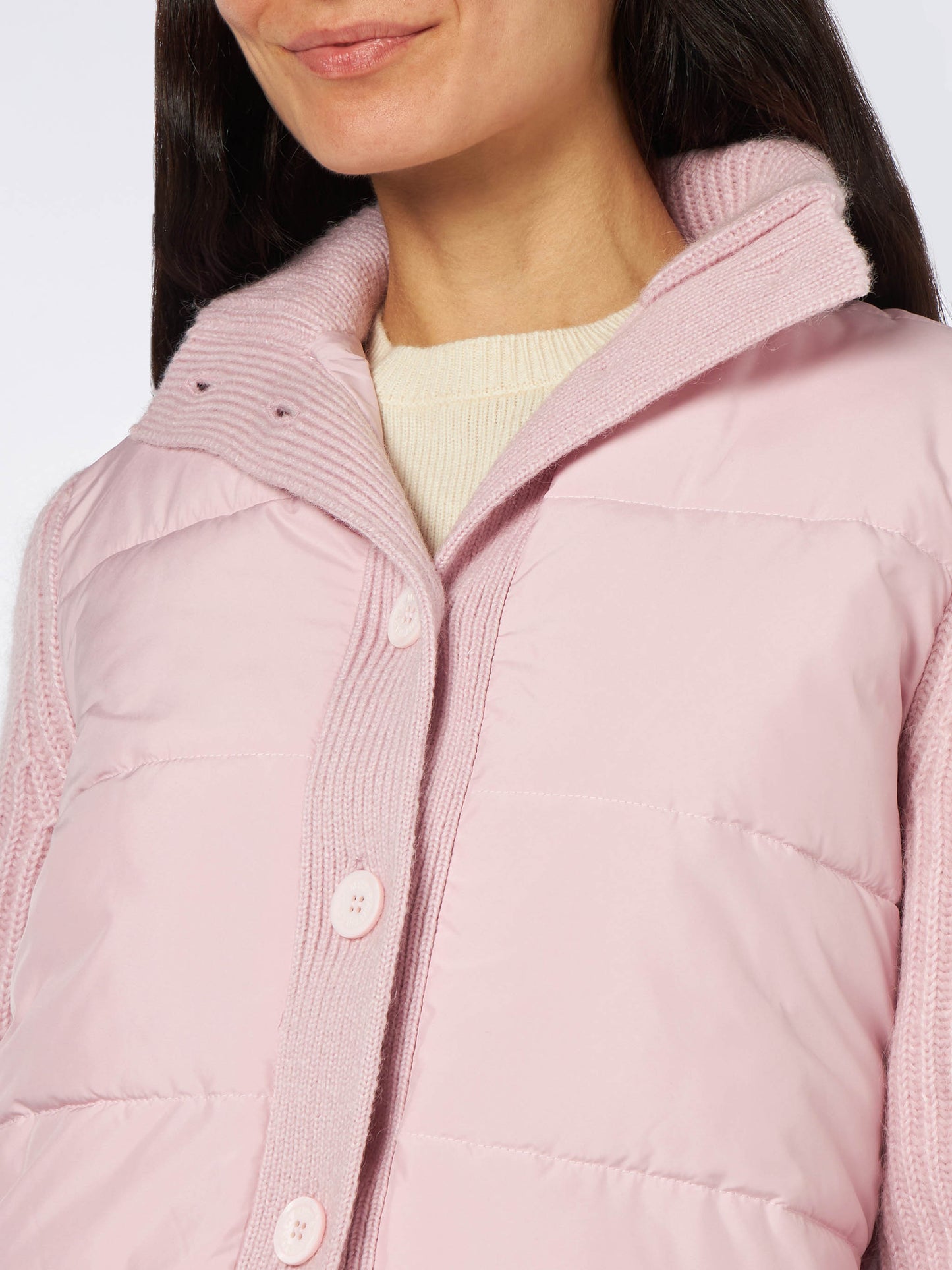 Woman padded jacket with knitted sleeves - MC2 Saint Barth