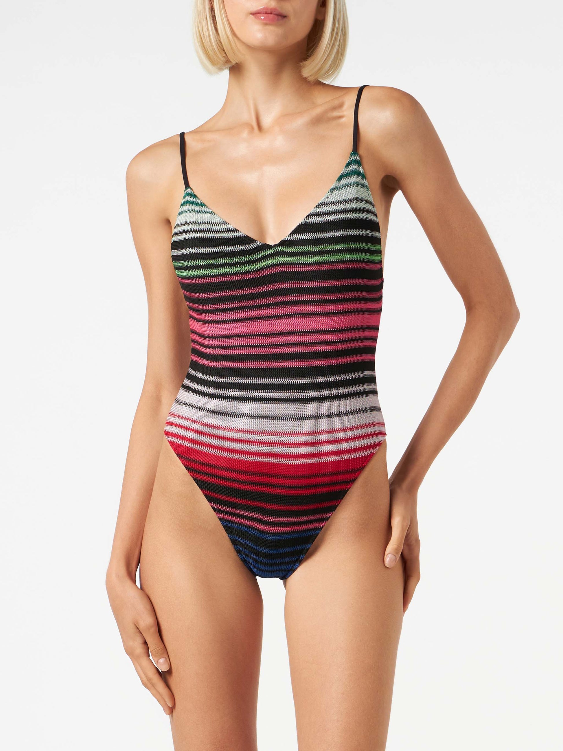 Woman one piece swimsuit with stripes - MC2 Saint Barth