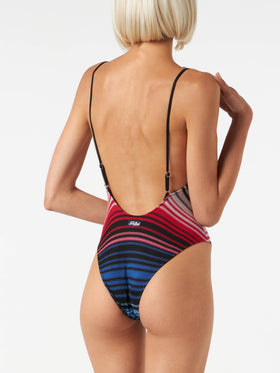 Woman one piece swimsuit with stripes - MC2 Saint Barth