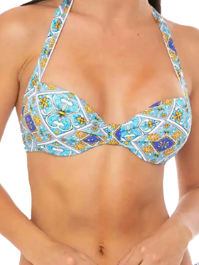 Light blue majolica print bralette - MC2 Saint Barth
