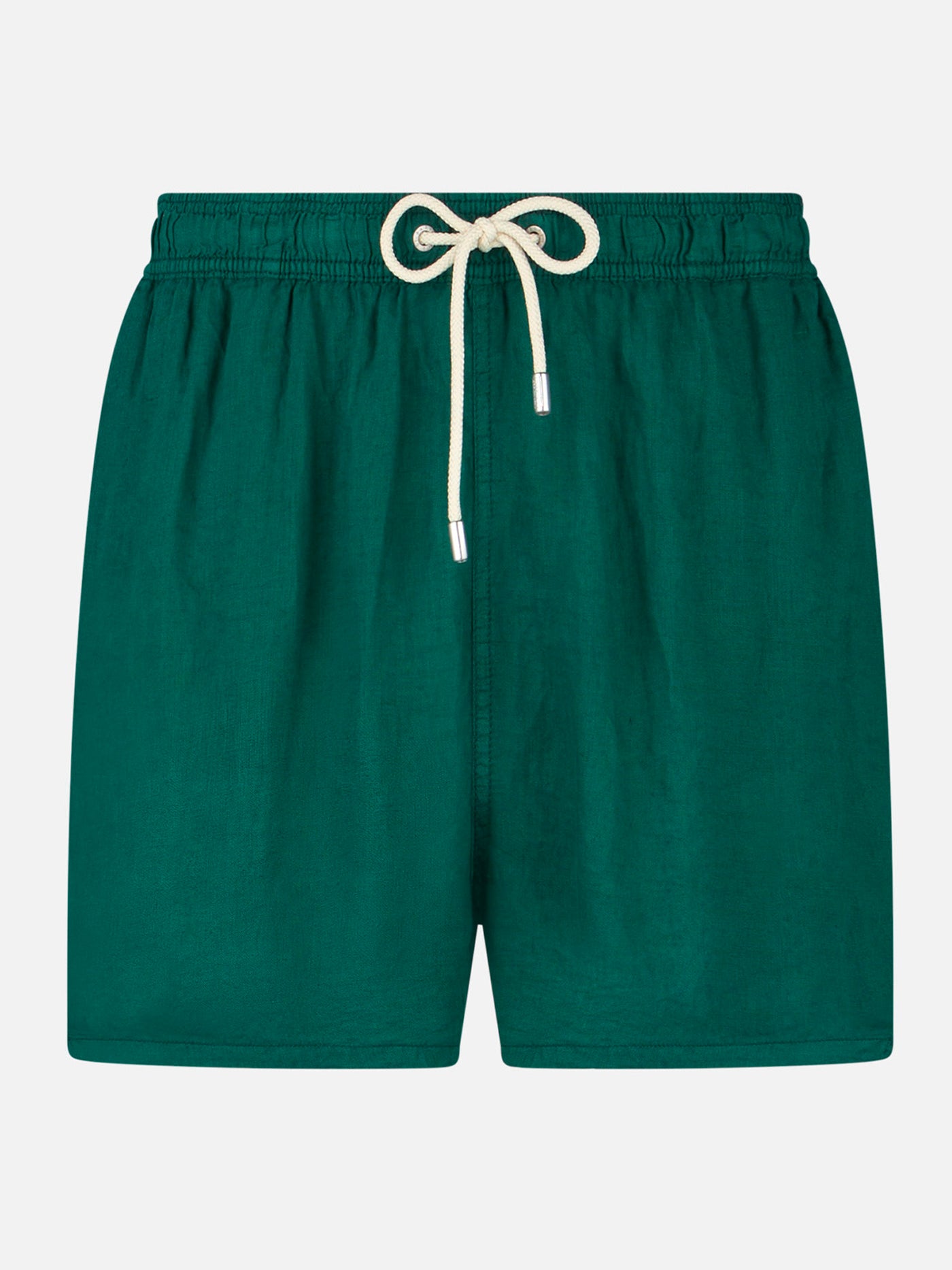 Solid green mid-length linen swim shorts - MC2 Saint Barth