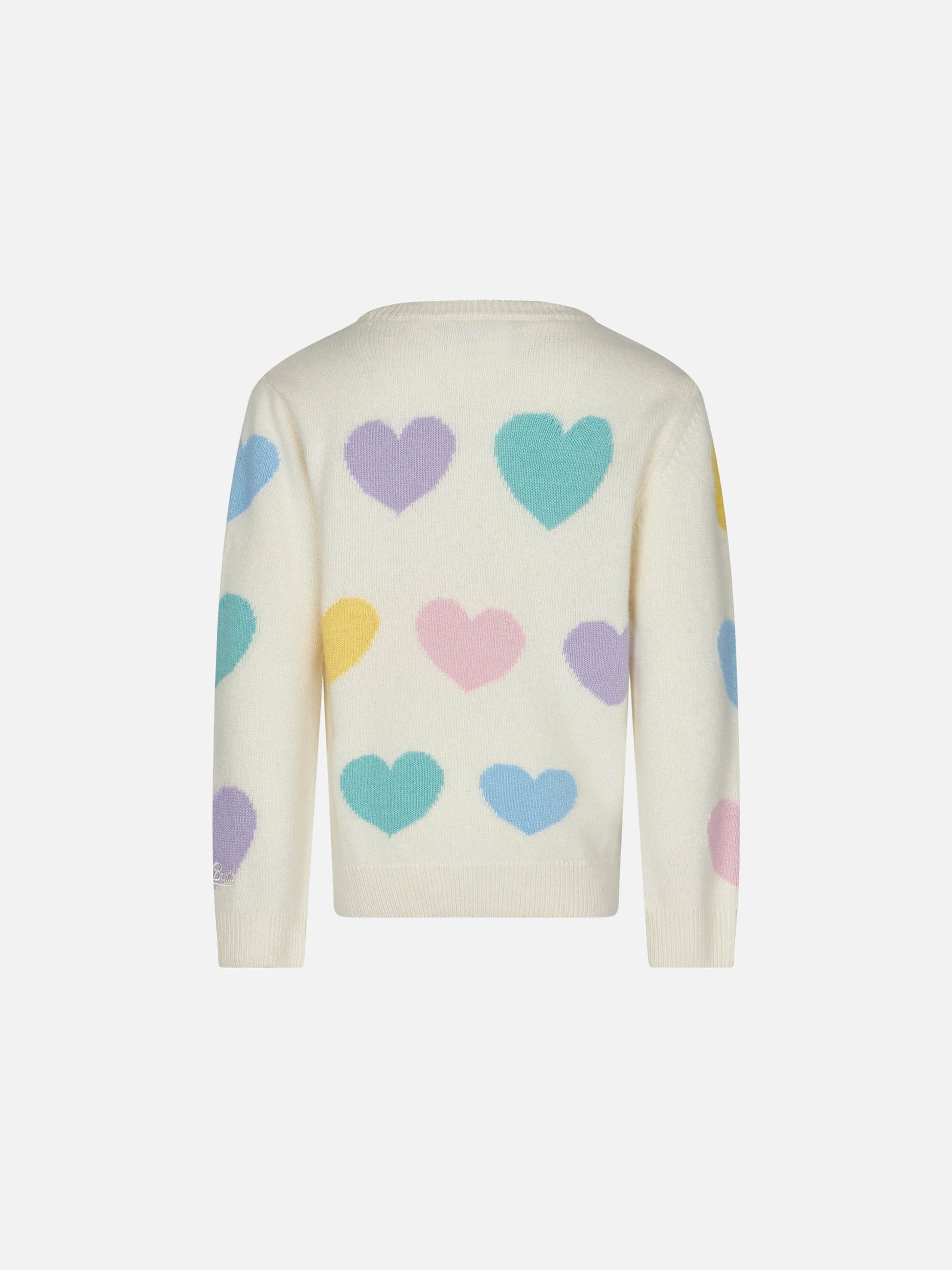 Girl sweater with hearts print and I'm in Love embroidery - MC2 Saint Barth