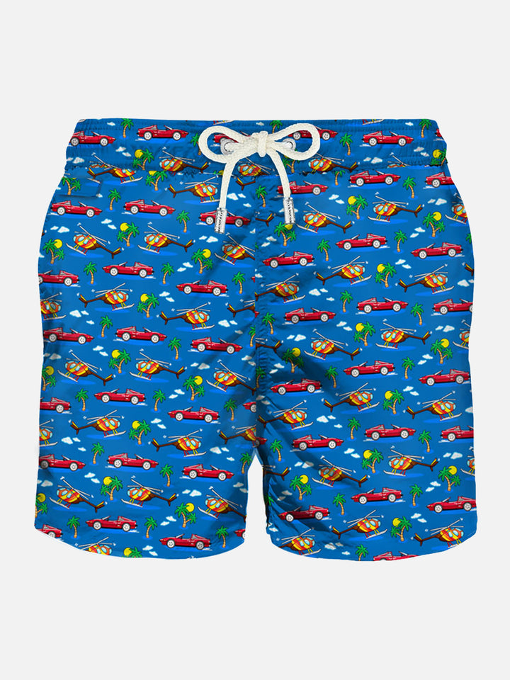 Light fabric man swim shorts cars print - MC2 Saint Barth
