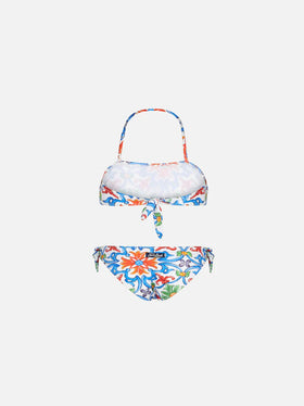 Girl bandeau bikini with maiolica print - MC2 Saint Barth