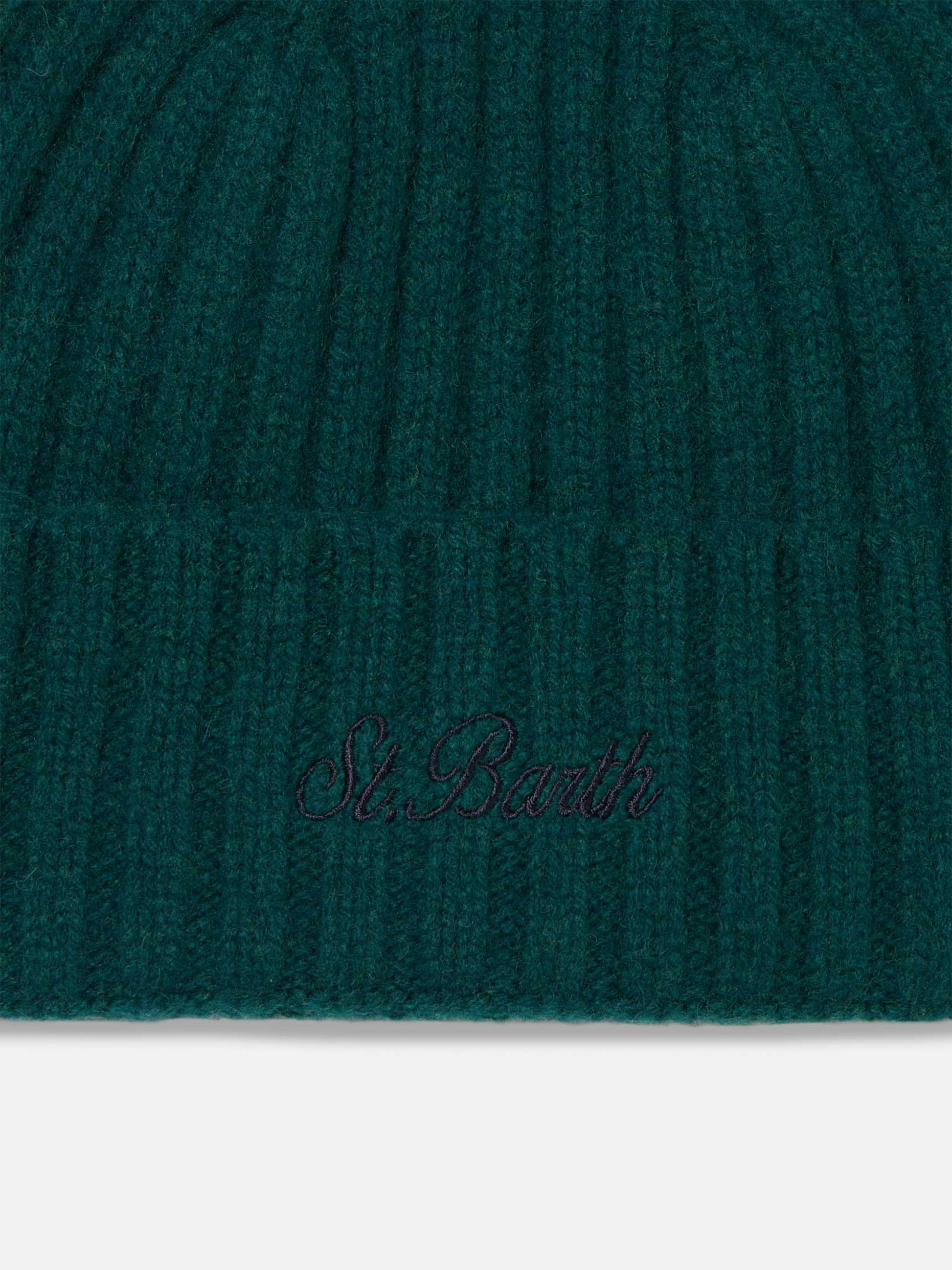 Man green cashmere blend hat Wengen with St. Barth embroidery - MC2 Saint Barth