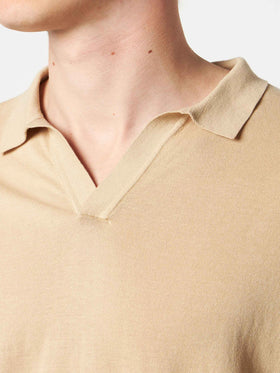 Sloan beige knitted buttonless polo shirt - MC2 Saint Barth
