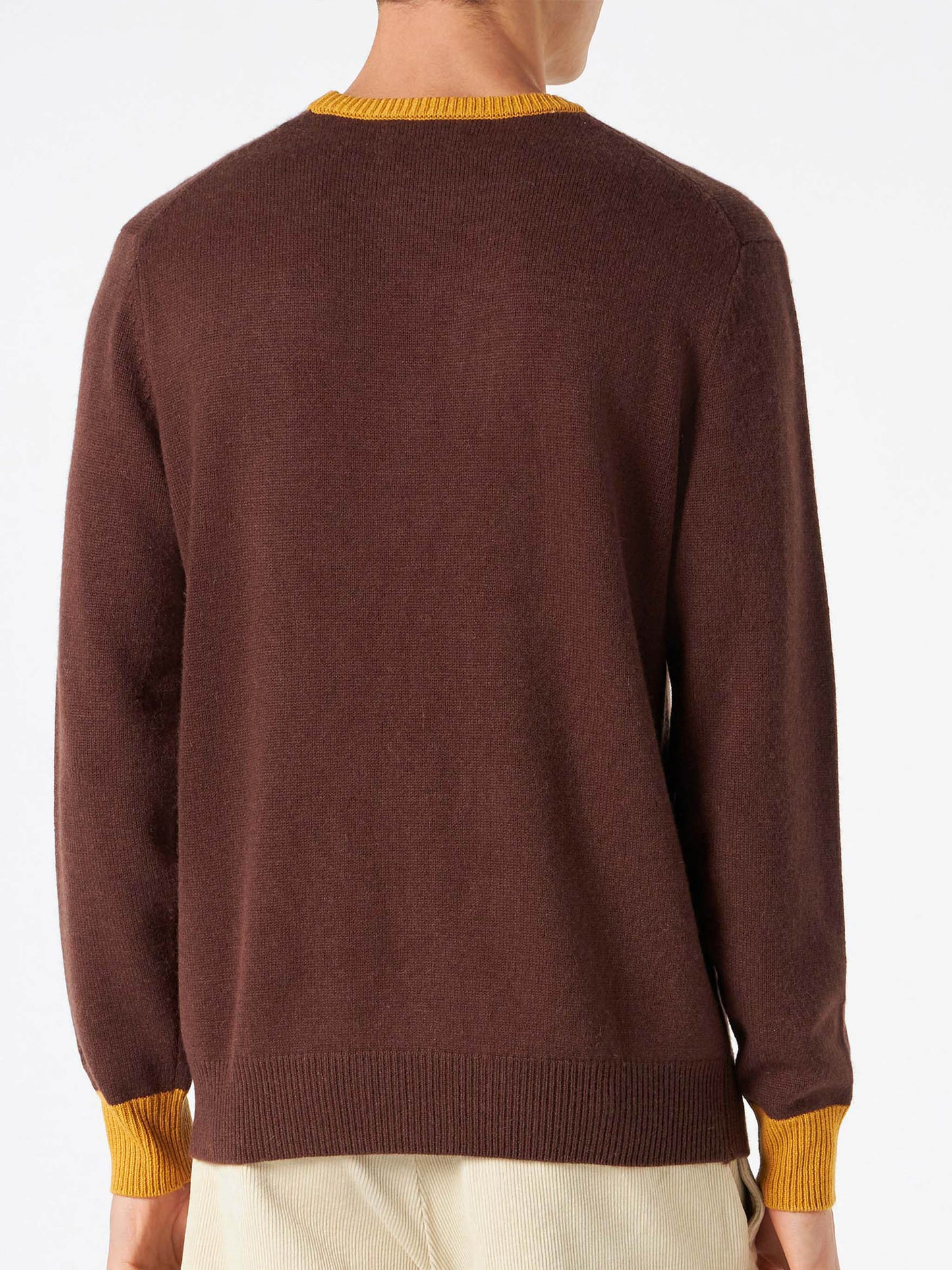 Man brown sweater with Faccio cose, vedo gente embroidery - MC2 Saint Barth
