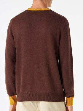 Man brown sweater with Faccio cose, vedo gente embroidery - MC2 Saint Barth