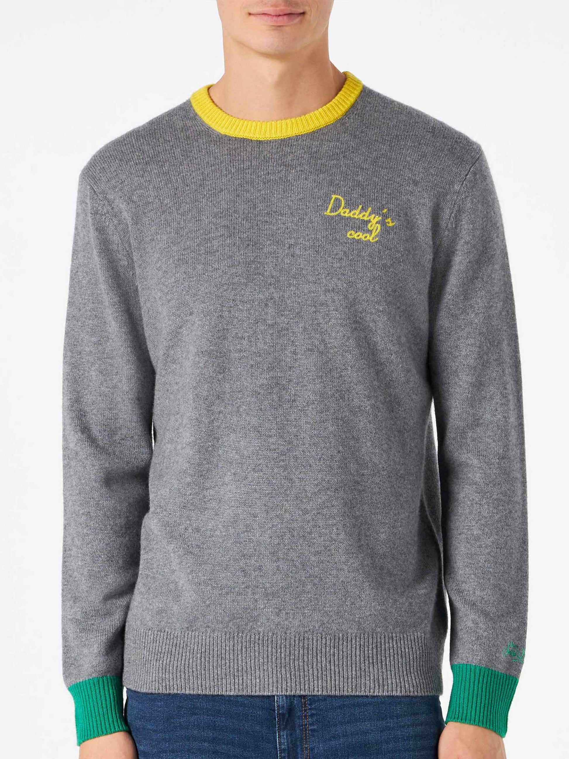 Man grey sweater with Daddy's cool embroidery - MC2 Saint Barth