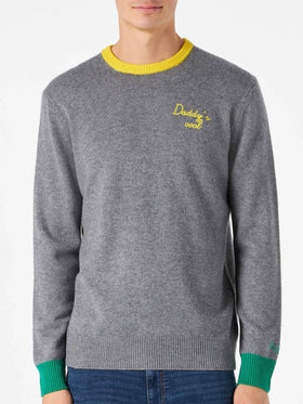 Man grey sweater with Daddy's cool embroidery - MC2 Saint Barth
