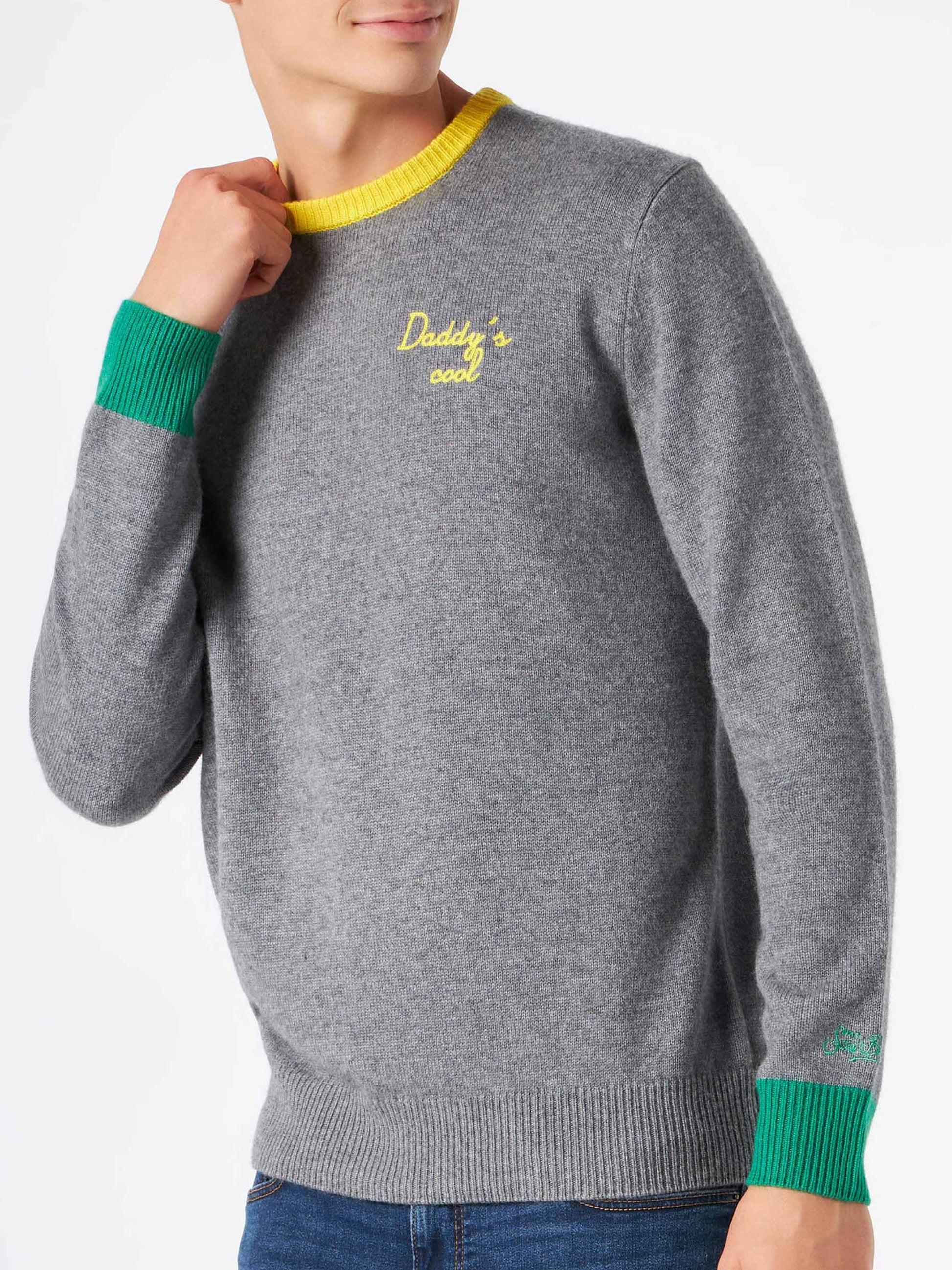Man grey sweater with Daddy's cool embroidery - MC2 Saint Barth