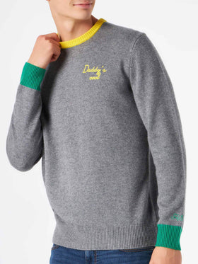 Man grey sweater with Daddy's cool embroidery - MC2 Saint Barth