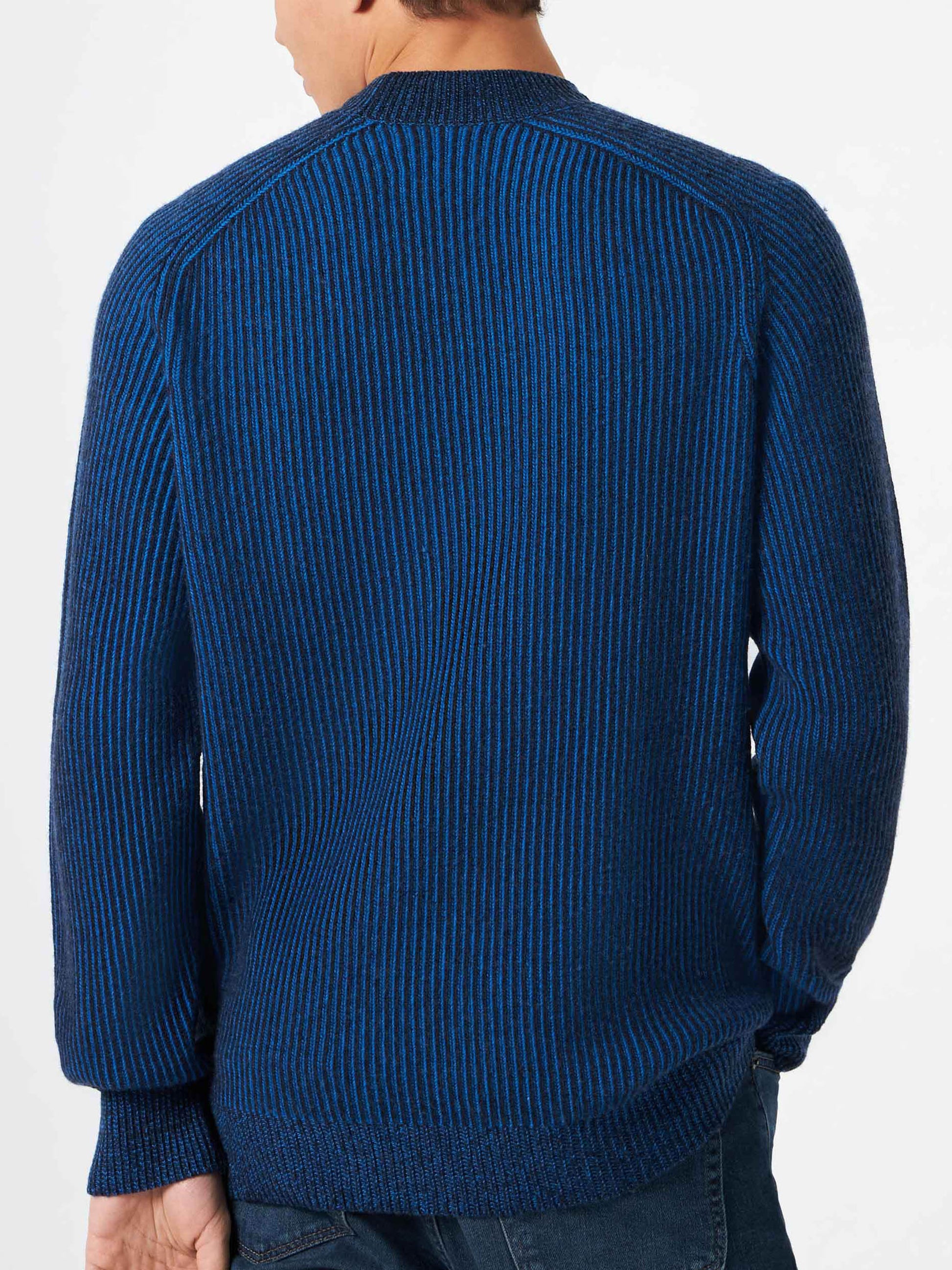 Davos ribbed blue half-turtleneck sweater - MC2 Saint Barth