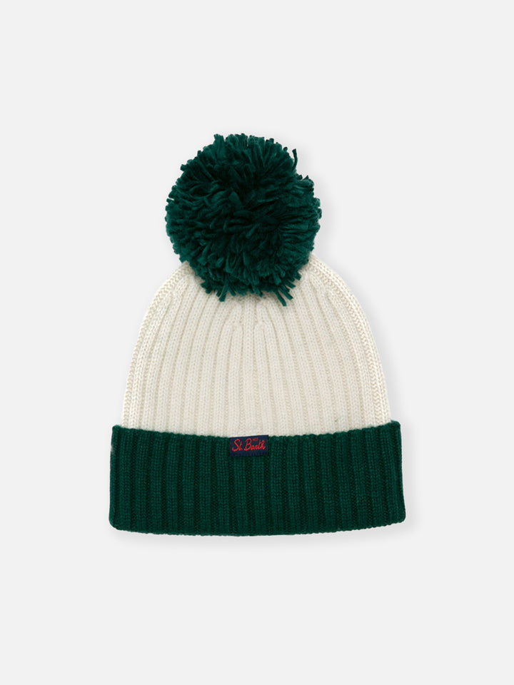 Kid hat with Cortina embroidery and pompon - MC2 Saint Barth