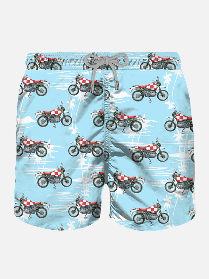 Man light fabric swim shorts with motorbike print - MC2 Saint Barth