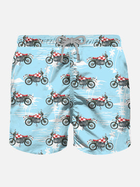 Man light fabric swim shorts with motorbike print - MC2 Saint Barth