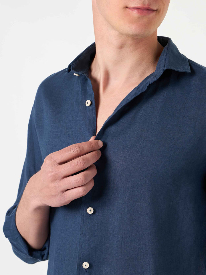 Navy blue linen shirt Pamplona