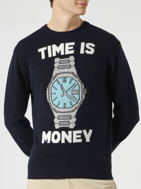 Man sweater with Time is money embroidery - MC2 Saint Barth