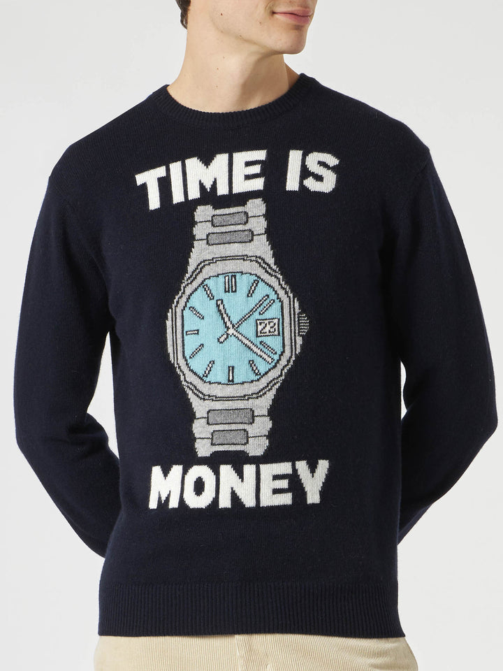 Man sweater with Time is money embroidery - MC2 Saint Barth