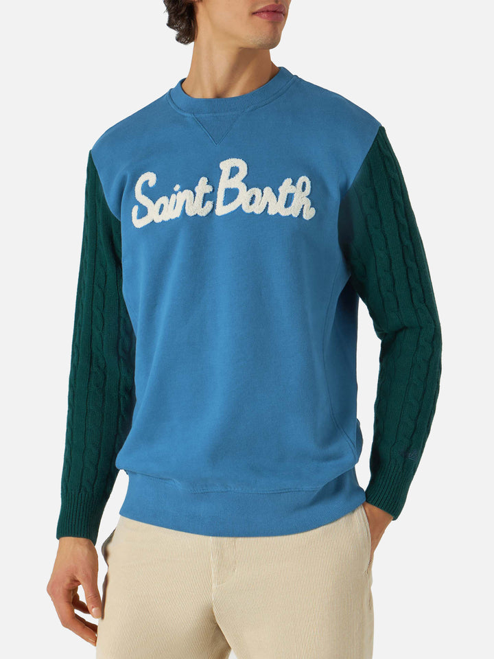 Man sweatshirt with knitted sleeves - MC2 Saint Barth