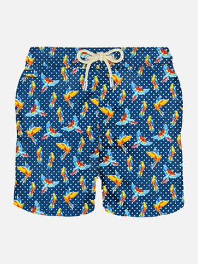 Man light fabric swim shorts with tropical birdies print - MC2 Saint Barth