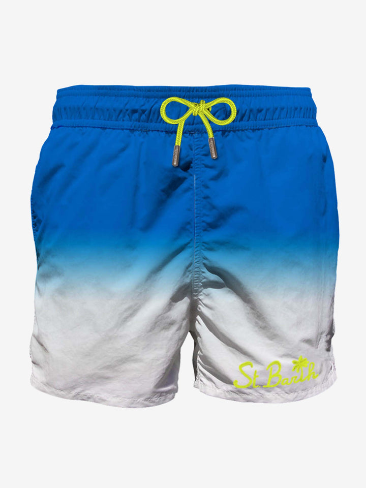 White and blue shades mid-length swim shorts - MC2 Saint Barth