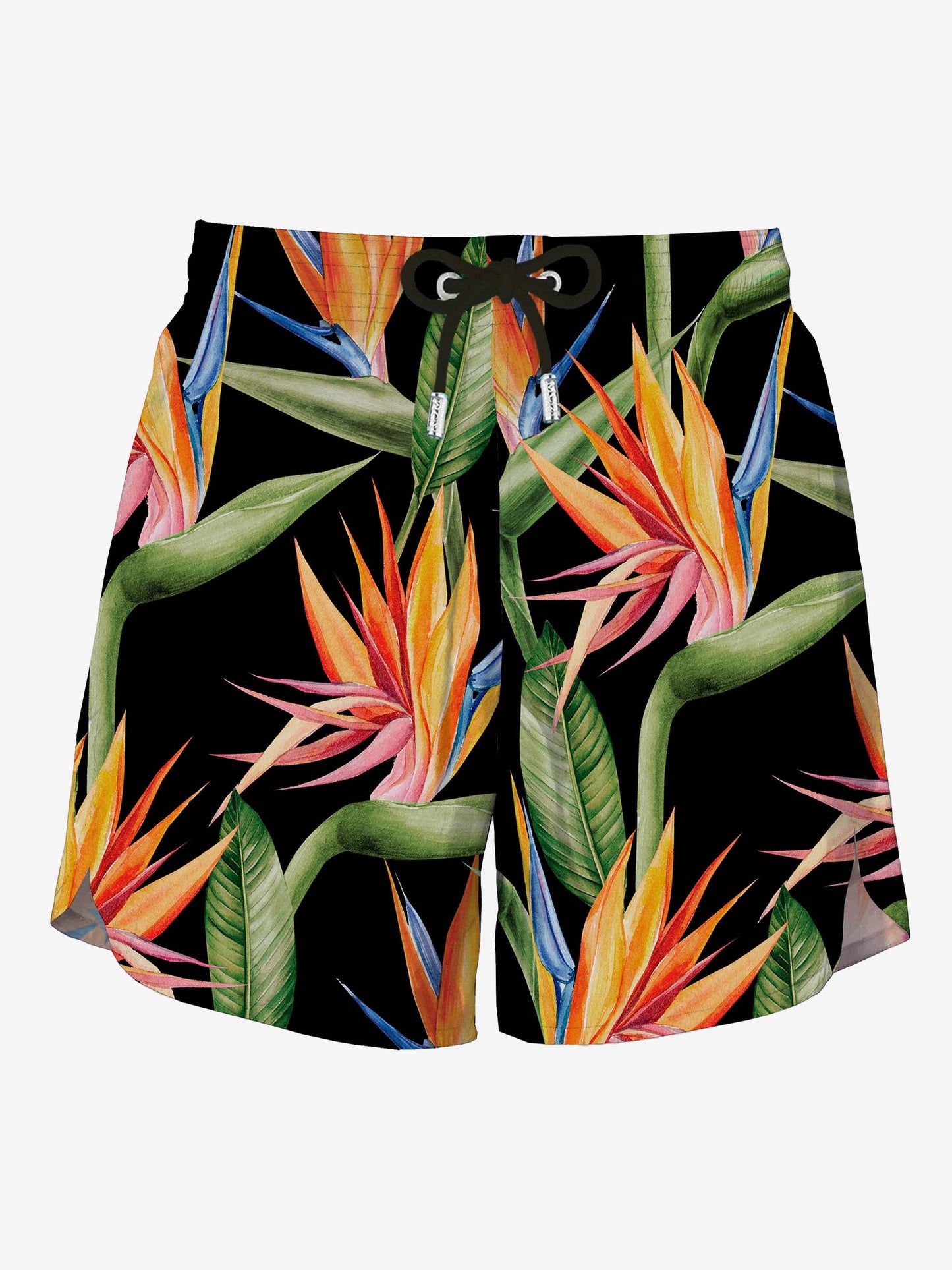 Black Swim Short mid-lenght with flower print - MC2 Saint Barth