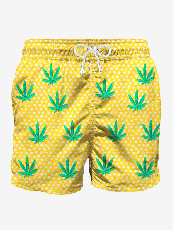 Embroidered leaves mid-length swim short - MC2 Saint Barth