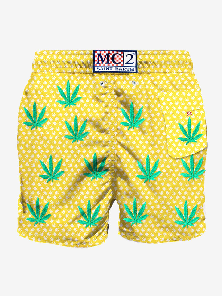 Embroidered leaves mid-length swim short - MC2 Saint Barth