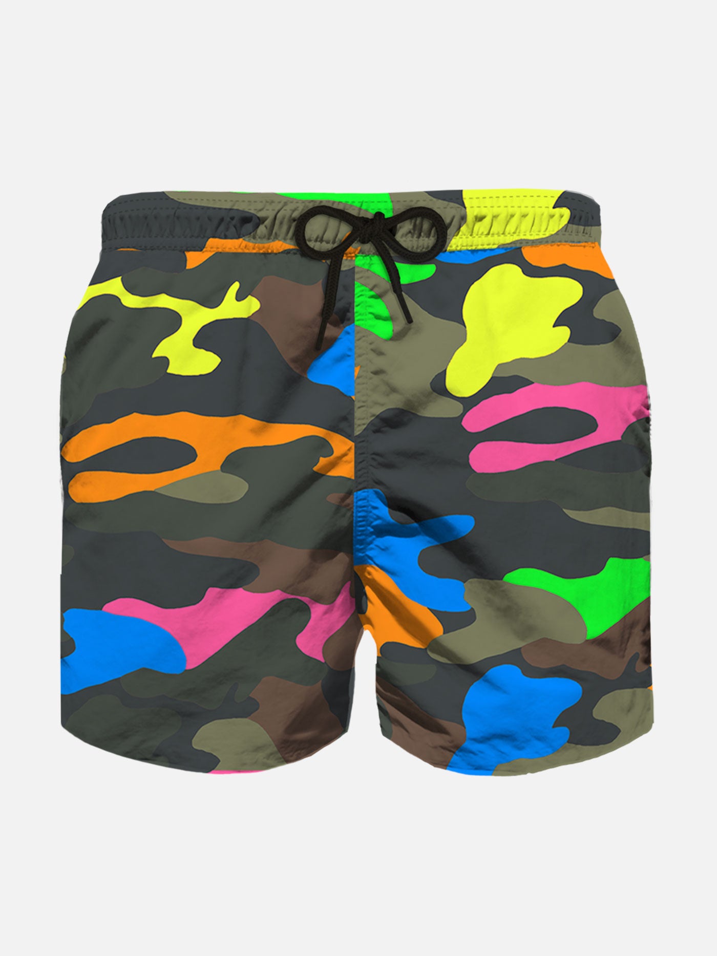 Boy swim shorts with multicolor fluo camouflage print - MC2 Saint Barth