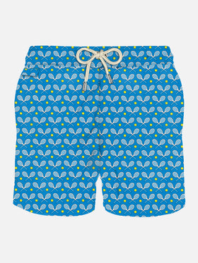 Man light fabric swim shorts with rackets print - MC2 Saint Barth