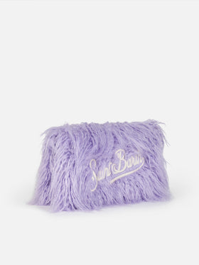 Lilac furry Mildred pochette with Saint Barth embroidery - MC2 Saint Barth