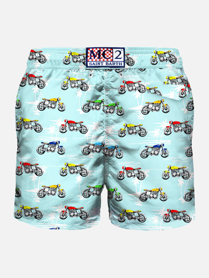 Light fabric swim shorts motorbike print - MC2 Saint Barth