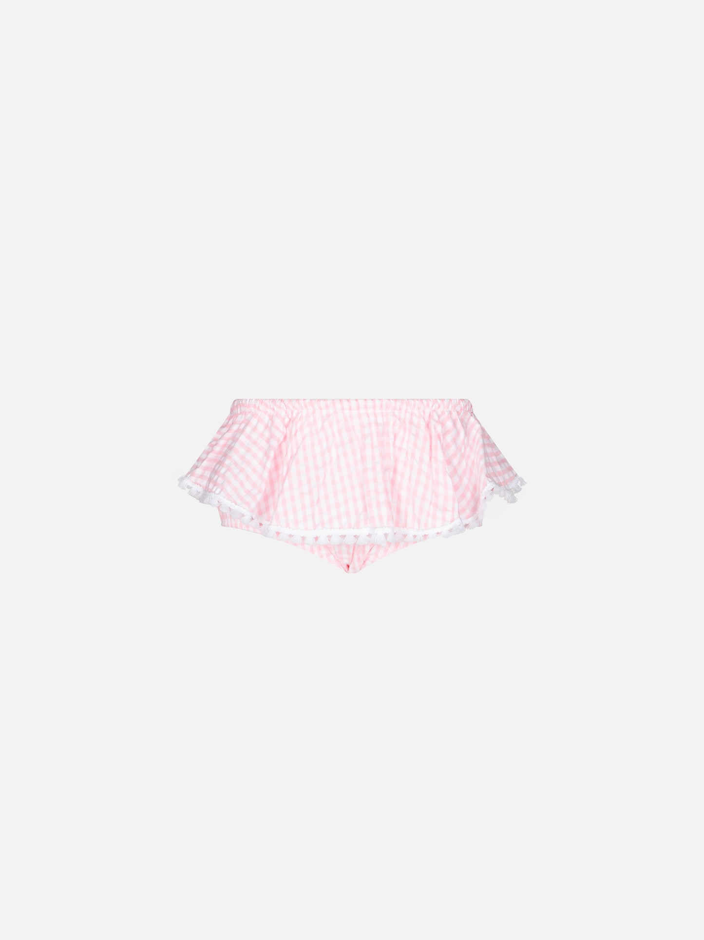 Enfant vichy print ruffled swim briefs with bows - MC2 Saint Barth