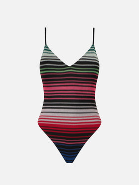 Woman one piece swimsuit with stripes - MC2 Saint Barth