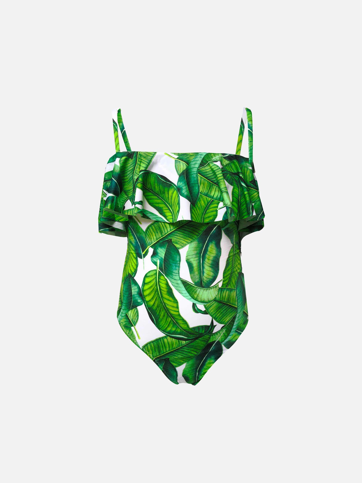 Girl one piece swimsuit with banana leaves print - MC2 Saint Barth