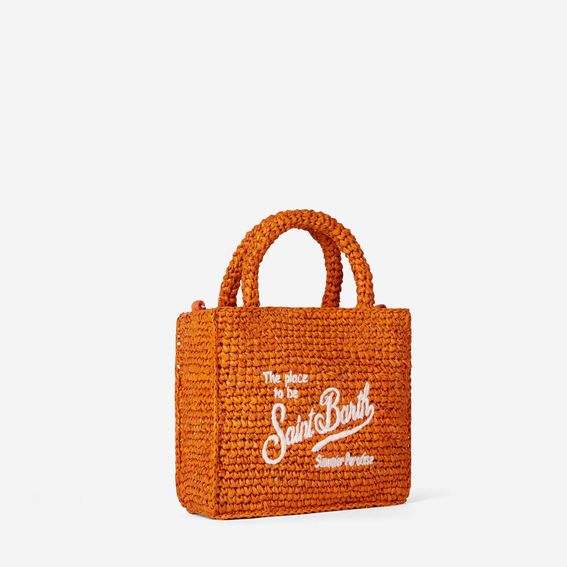 Mini Vanity orange raffia bag with front embroidery - MC2 Saint Barth