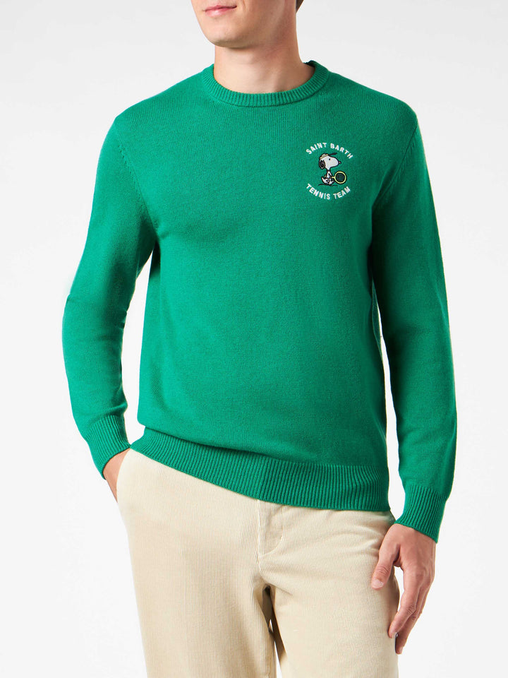Man crewneck sweater with Snoopy tennis jacquard | SNOOPY - ©PEANUTS SPECIAL EDITION - MC2 Saint Barth