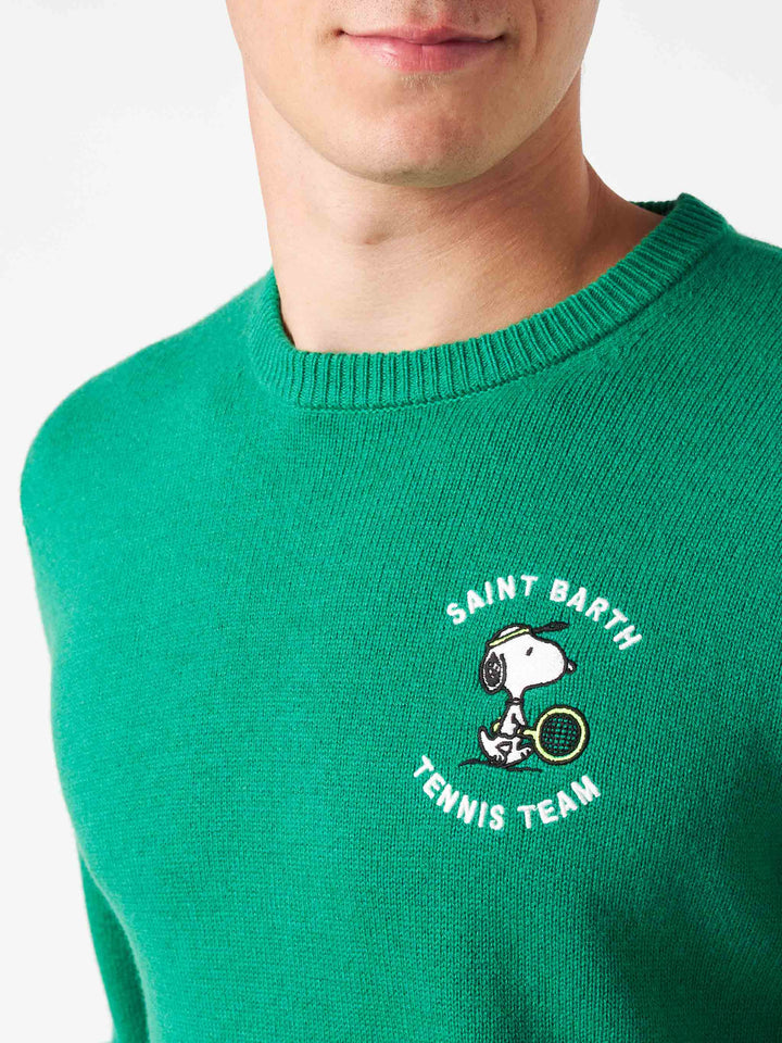 Man crewneck sweater with Snoopy tennis jacquard | SNOOPY - ©PEANUTS SPECIAL EDITION - MC2 Saint Barth
