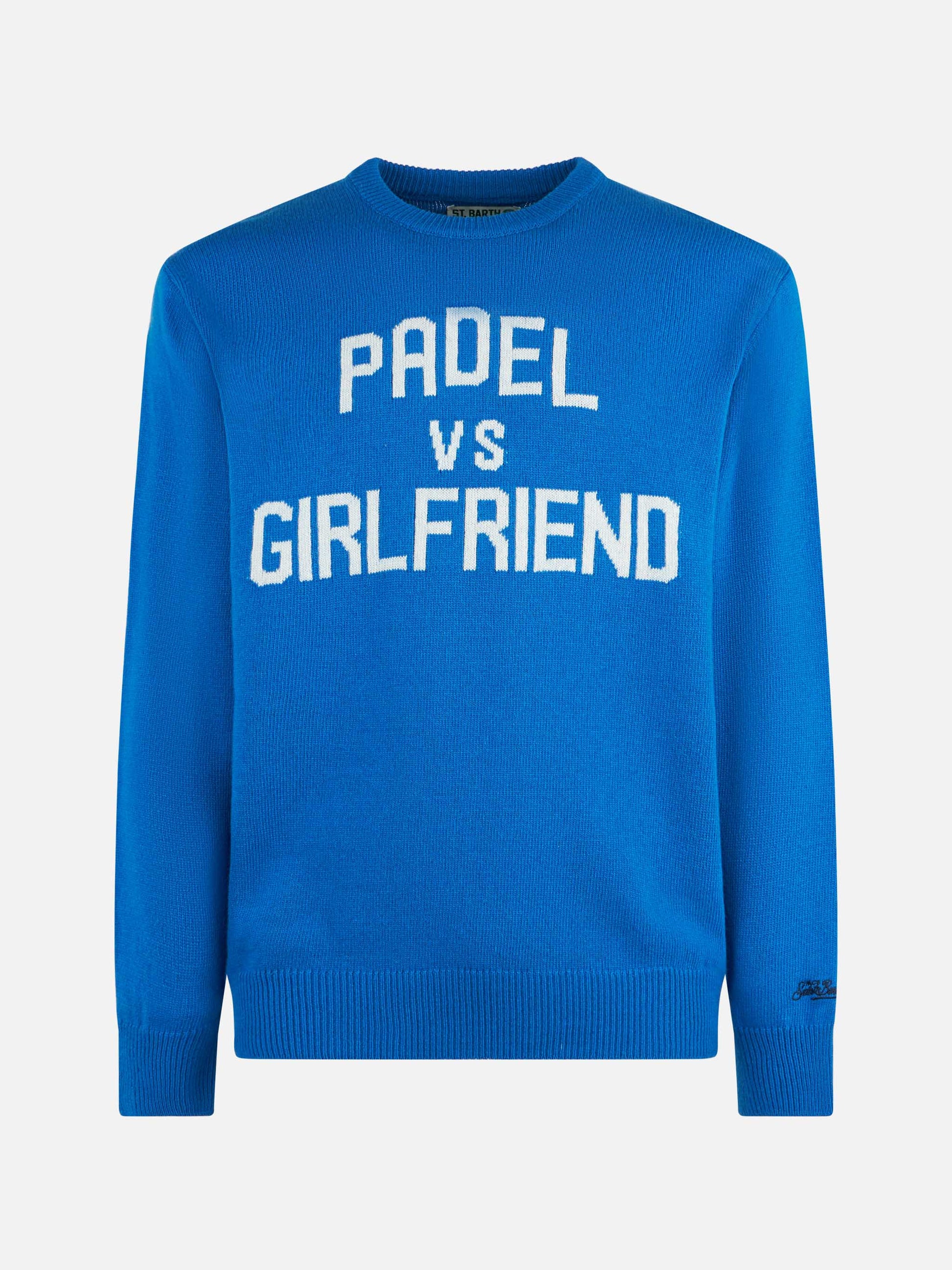 Man crewneck sweater with Padel vs Girlfriend jacquard - MC2 Saint Barth