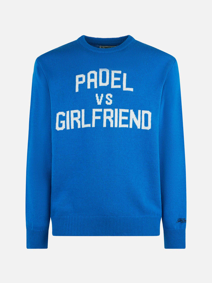 Man crewneck sweater with Padel vs Girlfriend jacquard - MC2 Saint Barth