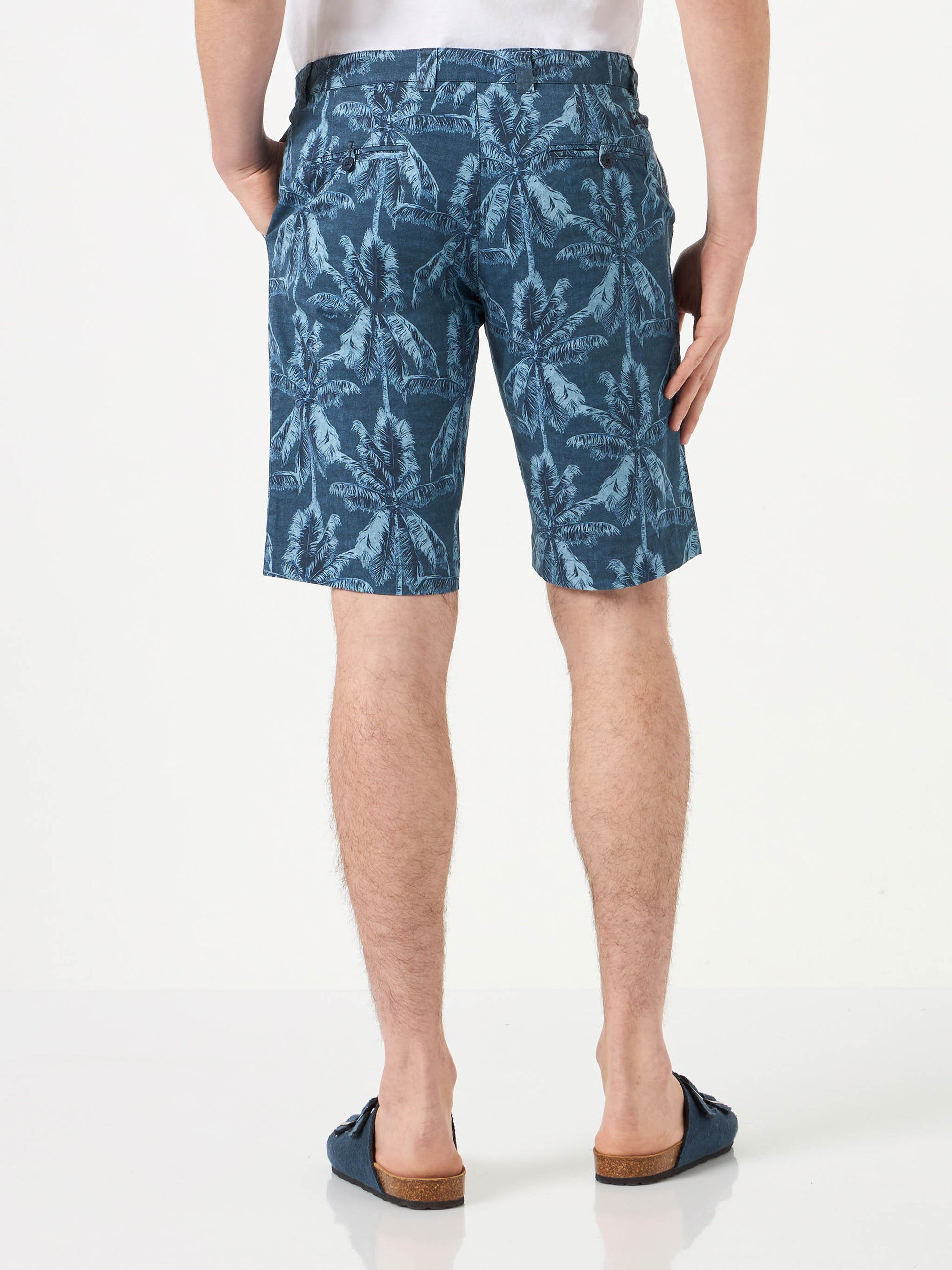 Man cotton bermuda with palm print - MC2 Saint Barth