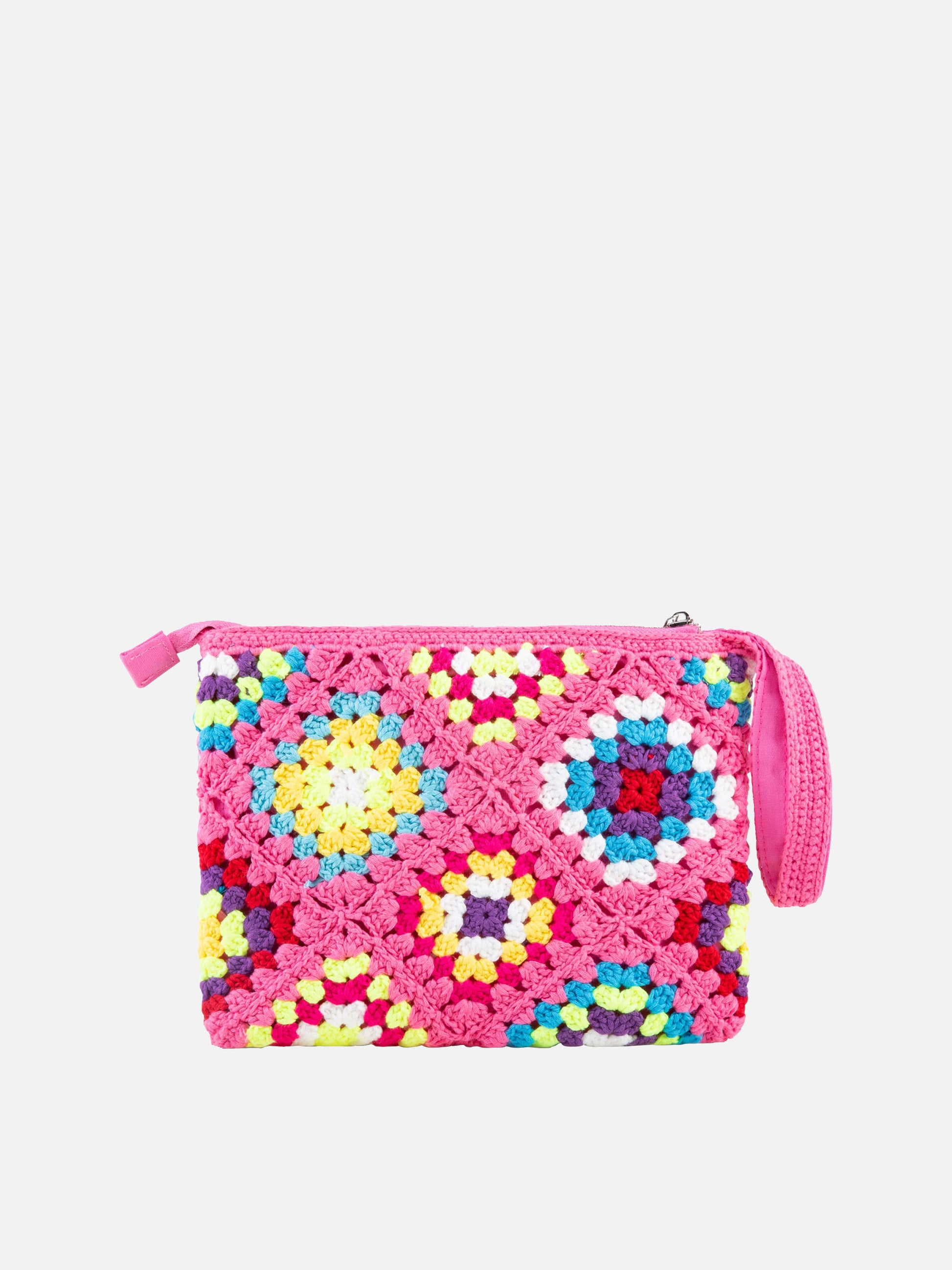 Parisienne pink crochet pouch bag with Saint Barth embroidery - MC2 Saint Barth