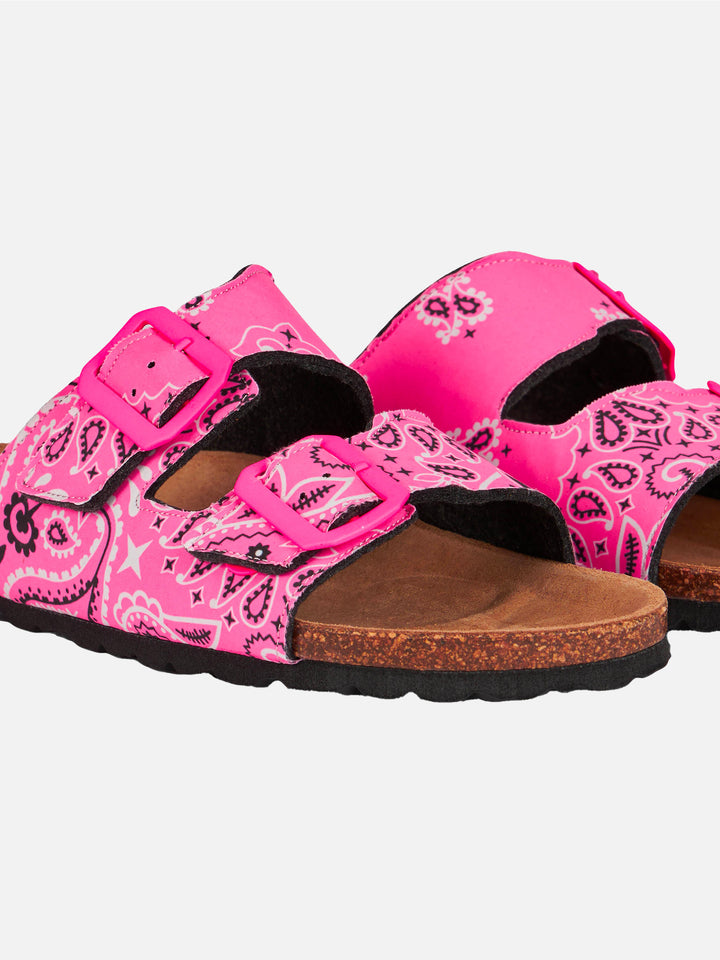 Woman sandals with pink bandanna print - MC2 Saint Barth