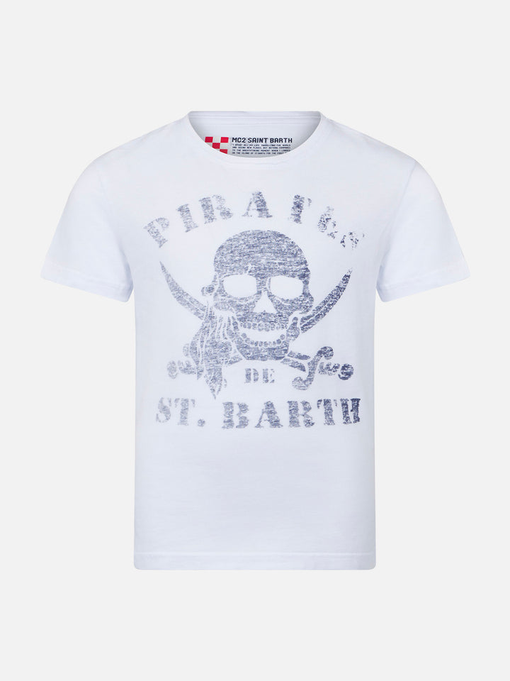 Rock cotton t-shirt with pirate faded print - MC2 Saint Barth