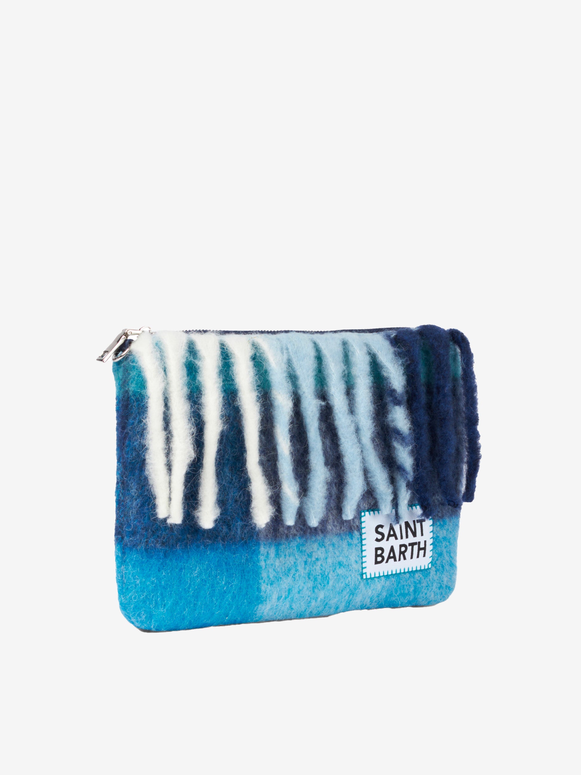 Parisienne blanket crossbody pouch bag with light blue check pattern - MC2 Saint Barth