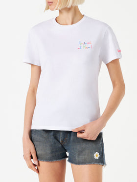 Damen-Baumwoll-T-Shirt mit Portami al mare! bestickt
