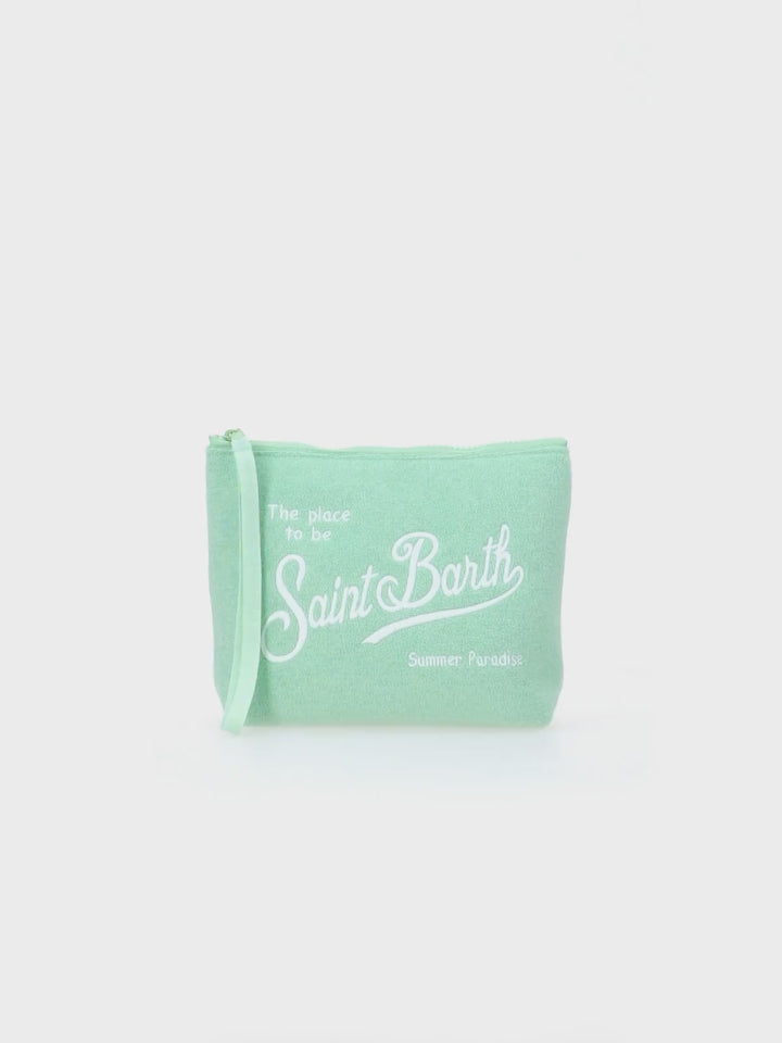Pochette Aline in spugna verde salvia