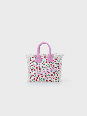 Mini-Kosmetiktasche aus kirschfarbenem Baumwollcanvas