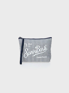 Pochette Aline soft in cotone lino con stampa a righe